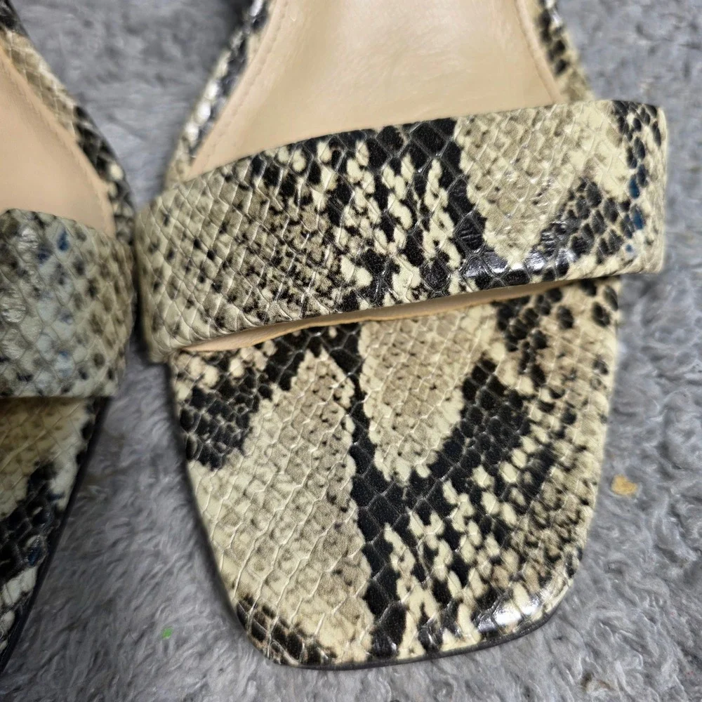 JMCLaughlin Women Snakeskin Leather Block Heel Ankle Strap Sandals Size 11‎ NEW